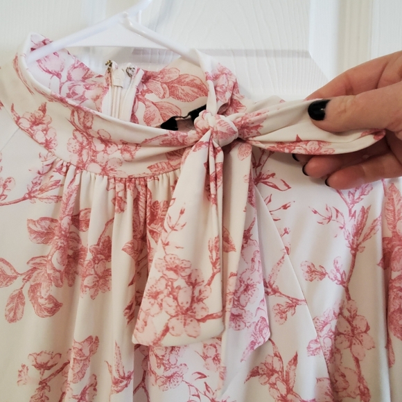 Lauren Ralph Lauren Med Long Sleeve Blouse Pink White Floral Romantic - Picture 2 of 12